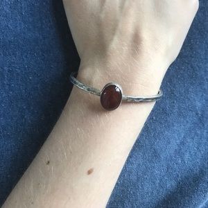 Red Stone Silver Bracelet